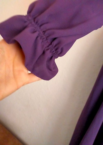 Mor Uzun Kollu Salaş Elbise - Görsel 4