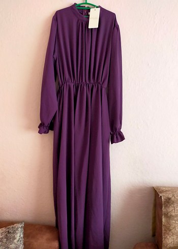 Mor Uzun Kollu Salaş Elbise - Görsel 5
