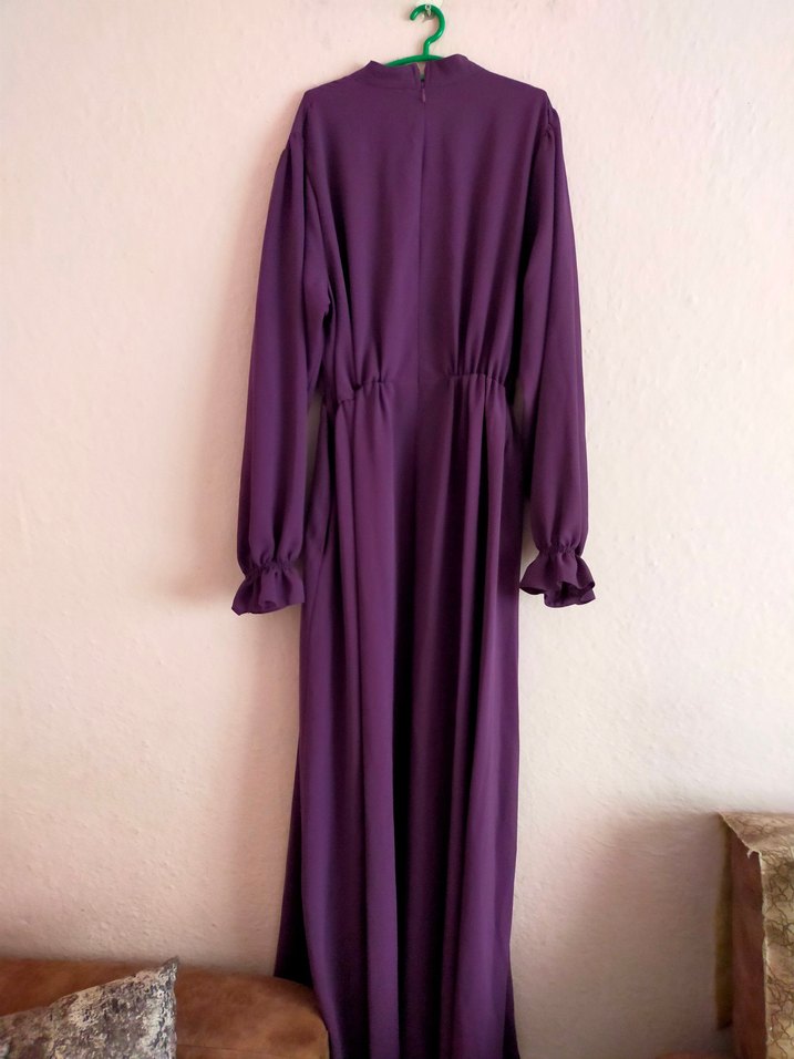 Mor Uzun Kollu Salaş Elbise - Görsel 3