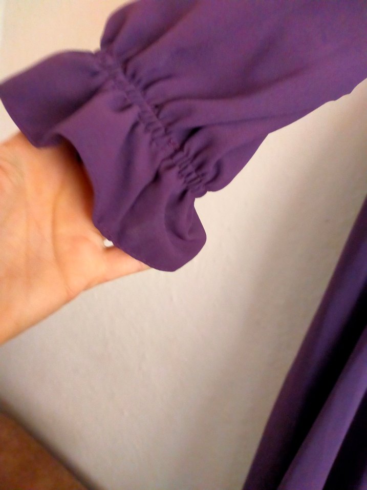 Mor Uzun Kollu Salaş Elbise - Görsel 4