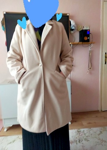 Bej Düğmeli Midi Kadın Kaban - Görsel 6