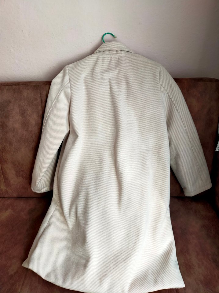 Bej Düğmeli Midi Kadın Kaban - Görsel 5