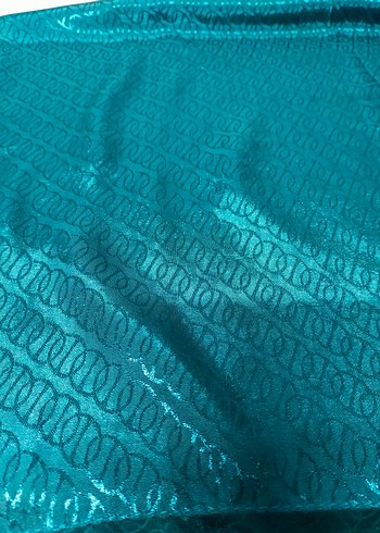 Zincir Detaylı Parlak Turkuaz Kadın Şal - Görsel 5