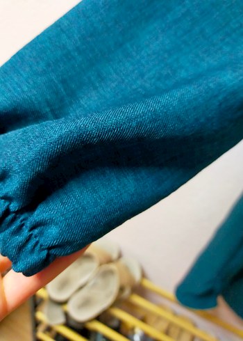 Koyu Turkuaz Keten Midi Kadın Tunik - Görsel 4