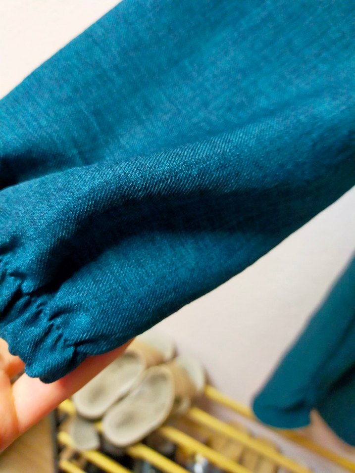 Koyu Turkuaz Keten Midi Kadın Tunik - Görsel 4