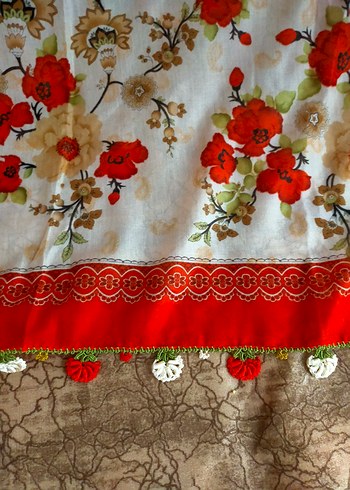 Dantel İşlemeli Kırmızı Kadın Fular - Görsel 5