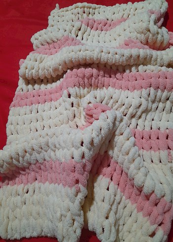 PEMBE VE KREM ÇOCUK ÖRGÜ BATTANİYE VEYA ŞAL - Görsel 10