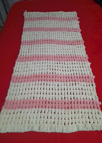 PEMBE VE KREM ÇOCUK ÖRGÜ BATTANİYE VEYA ŞAL - Görsel 4