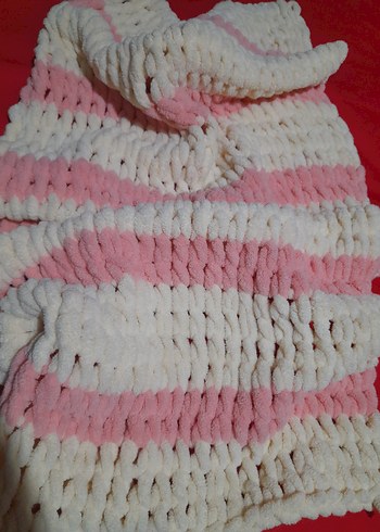 PEMBE VE KREM ÇOCUK ÖRGÜ BATTANİYE VEYA ŞAL - Görsel 11