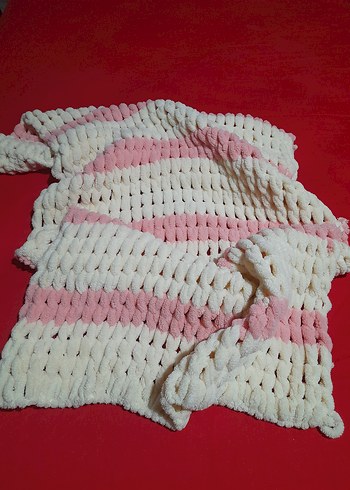 PEMBE VE KREM ÇOCUK ÖRGÜ BATTANİYE VEYA ŞAL - Görsel 8