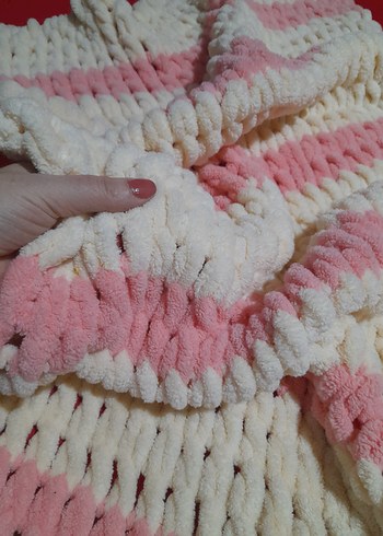 PEMBE VE KREM ÇOCUK ÖRGÜ BATTANİYE VEYA ŞAL - Görsel 6