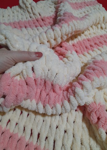 PEMBE VE KREM ÇOCUK ÖRGÜ BATTANİYE VEYA ŞAL - Görsel 2