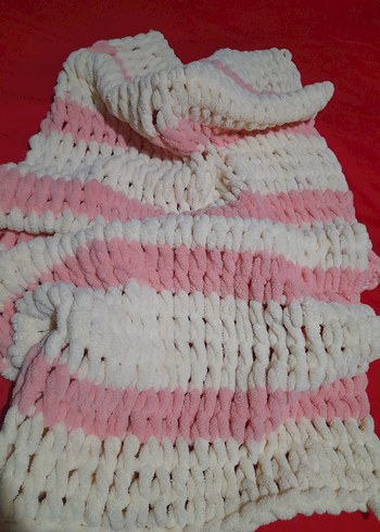 PEMBE VE KREM ÇOCUK ÖRGÜ BATTANİYE VEYA ŞAL - Görsel 7