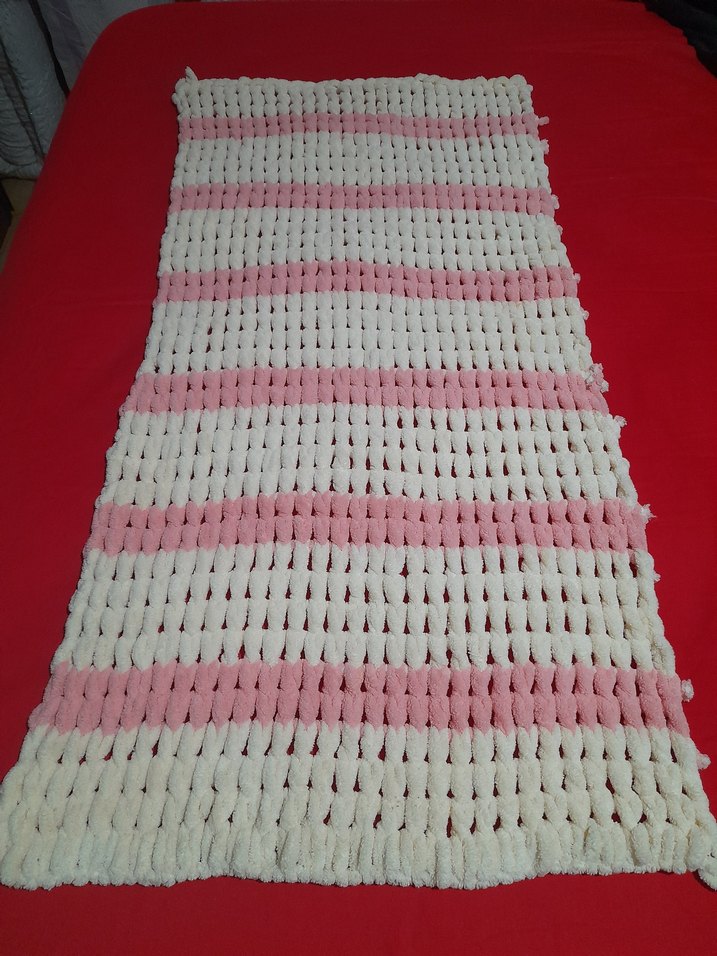 PEMBE VE KREM ÇOCUK ÖRGÜ BATTANİYE VEYA ŞAL - Görsel 4