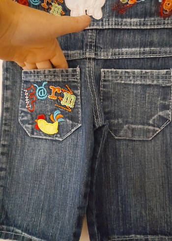 Standart Beden Beden Nakışlı Mavi Denim Erkek Çocuk Slopet