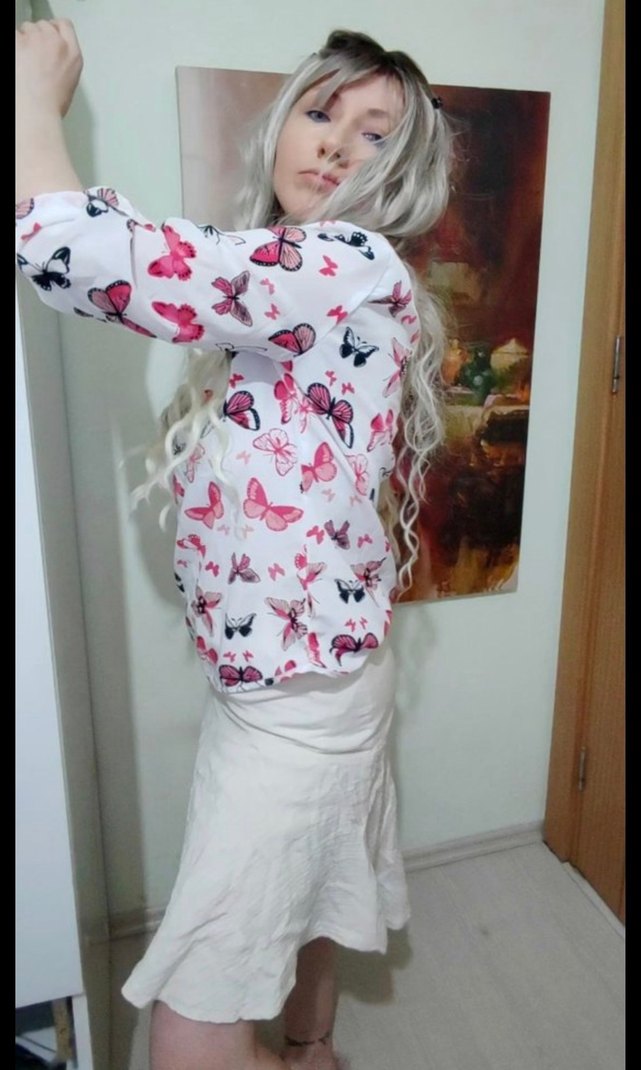 Bej Mini Keten Pileli  Etek - Görsel 2