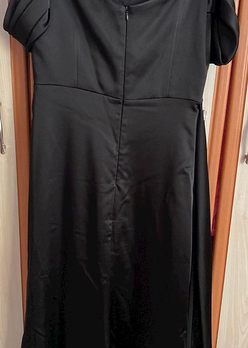 Siyah Drapeli Uzun Kadın Abiye Elbise - Görsel 3