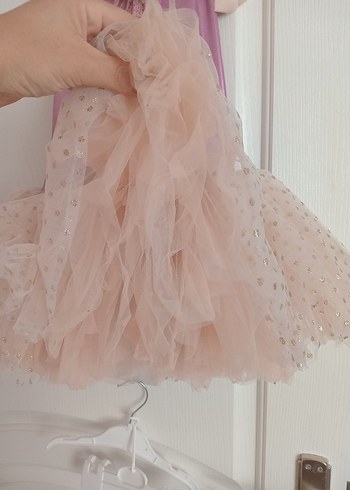 6 Yaş Beden pembe Renk Pembe kabarık Kız Çocuk Elbise