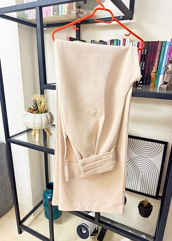 Bej Kadın Uzun Kumaş Pantolon - Görsel 3