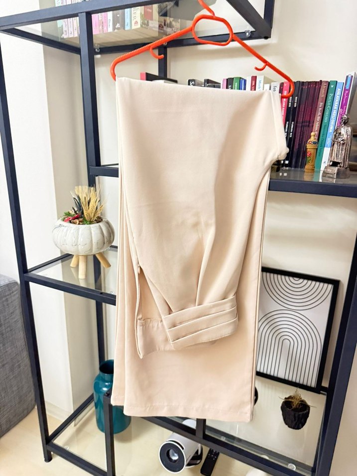 Bej Kadın Uzun Kumaş Pantolon - Görsel 3