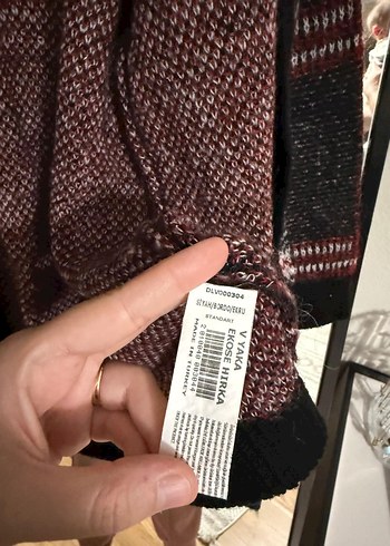 dilvin Bordo Ekose Örgü Salaş Hırka - Görsel 4