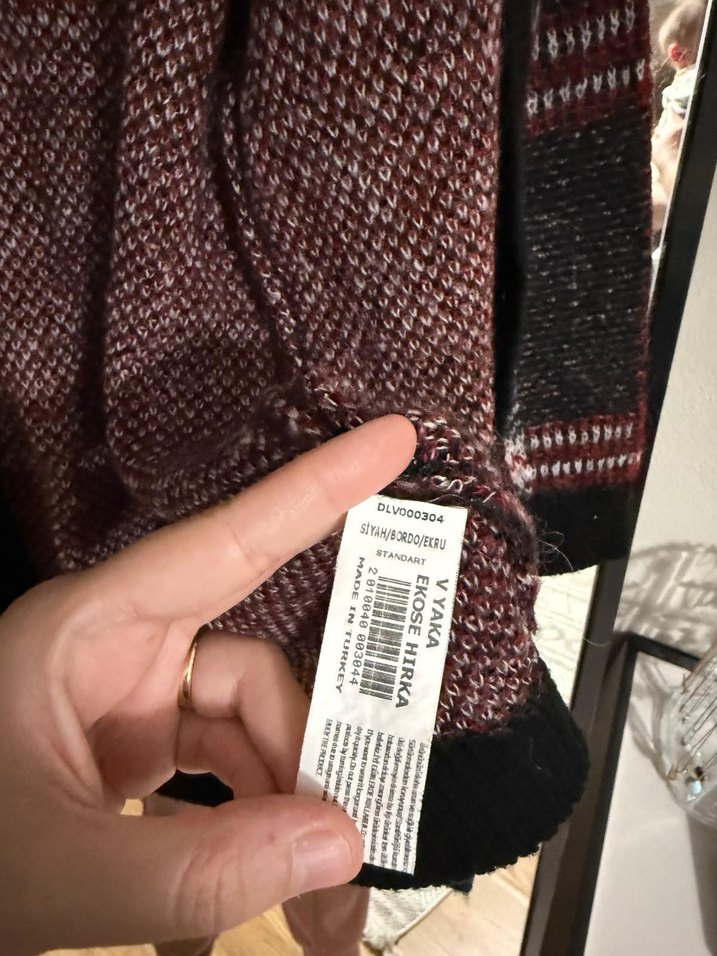 dilvin Bordo Ekose Örgü Salaş Hırka - Görsel 4