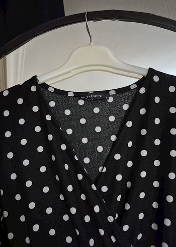 Siyah Puantiyeli Midi Elbise - Görsel 4