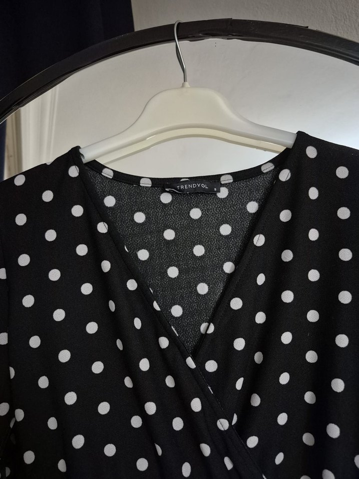 Siyah Puantiyeli Midi Elbise - Görsel 4