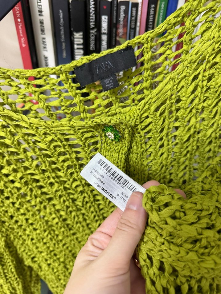 Yeşil Örgü Kadın Hırka zara - Görsel 3