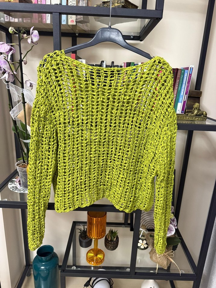 Yeşil Örgü Kadın Hırka zara - Görsel 5