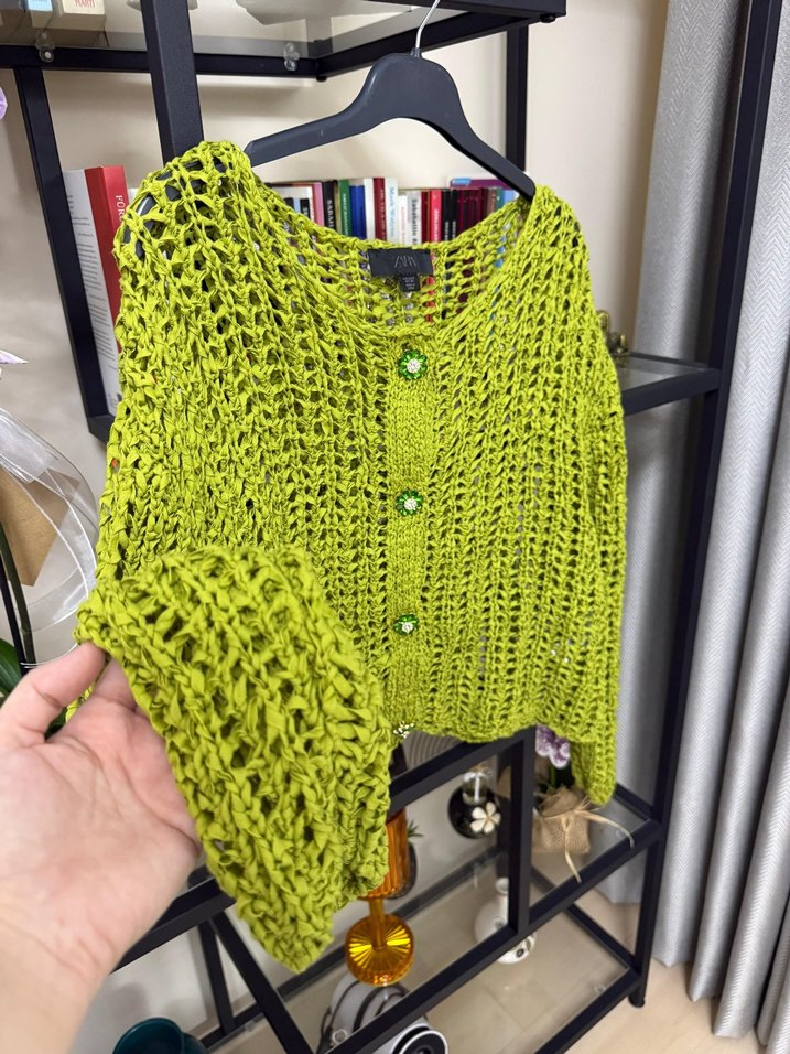 Yeşil Örgü Kadın Hırka zara - Görsel 2