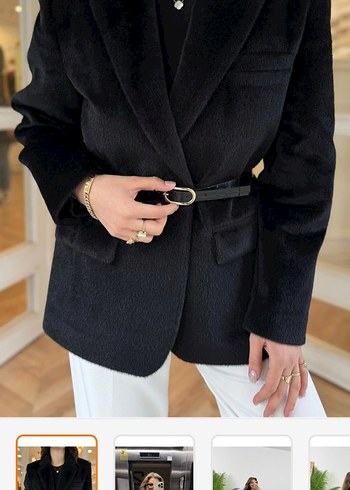 Kürk Detaylı Siyah kürk Blazer - Görsel 3