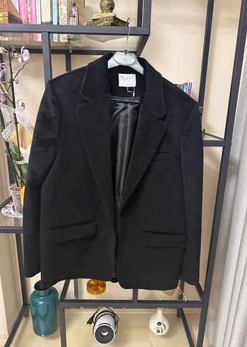 Kürk Detaylı Siyah kürk Blazer - Görsel 5