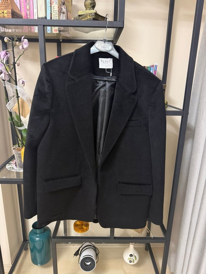 Kürk Detaylı Siyah kürk Blazer - Görsel 5