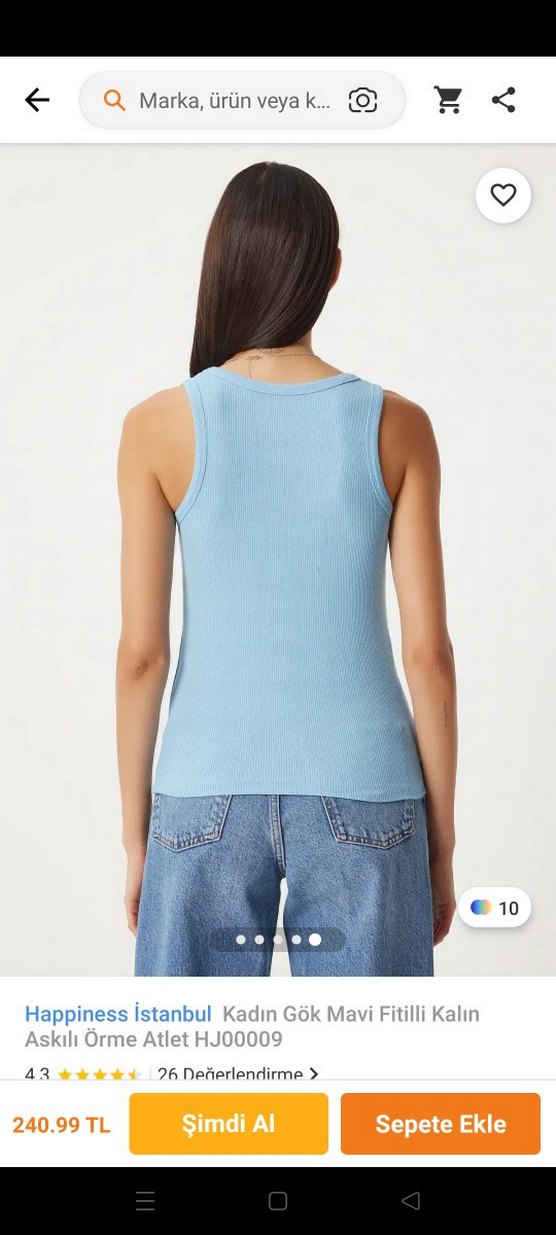 Mavi V Yaka Düz Kesim Denim Yelek - Görsel 4