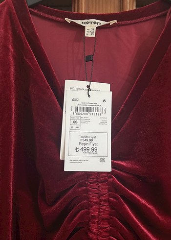 Bordo Kadife Pilili V Yaka Bluz - Görsel 2