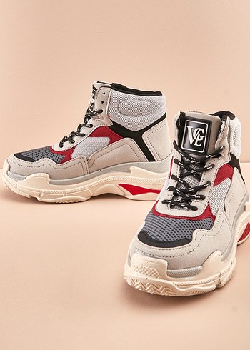 Gri Yılan Desenli Dolgu Topuklu Spor Ayakkabı - Görsel 7