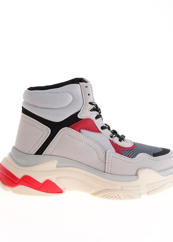 Gri Yılan Desenli Dolgu Topuklu Spor Ayakkabı - Görsel 9