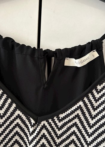Polo Garage Zebra Desenli Pliseli Mini Kadın Bluz