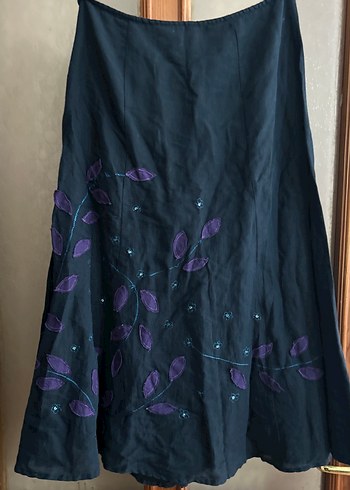 Bohem Mor Nakışlı Midi Etek - Görsel 3