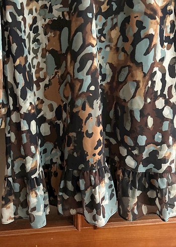 Uzun Kollu V Yaka Bohem Salaş Elbise - Görsel 4