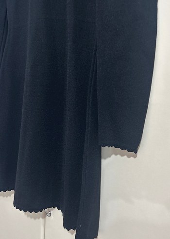 Siyah Yüksek Yakalı Triko Midi Elbise - Görsel 2