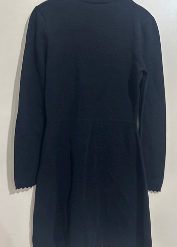 Siyah Yüksek Yakalı Triko Midi Elbise - Görsel 4