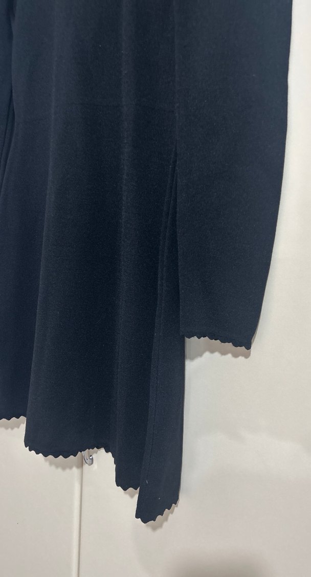 Siyah Yüksek Yakalı Triko Midi Elbise - Görsel 2