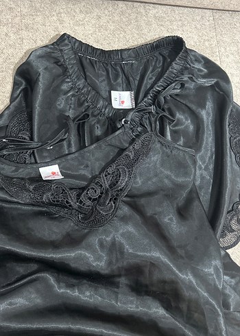 Siyah Gotik Midi Kadın Pijama Takımı - Görsel 6