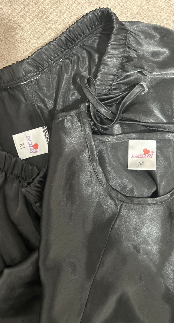 Siyah Gotik Midi Kadın Pijama Takımı - Görsel 5