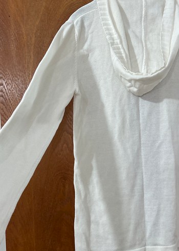 Düğmeli Beyaz Kadın Keten Hırka - Görsel 5