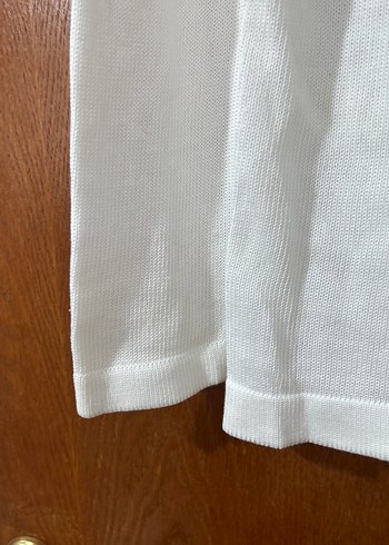 Düğmeli Beyaz Kadın Keten Hırka - Görsel 6