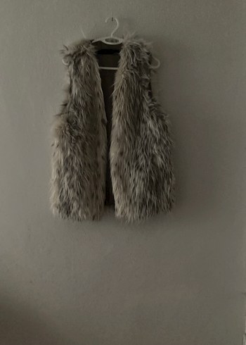 Gri Kürklü Midi Kadın Yelek - Görsel 2