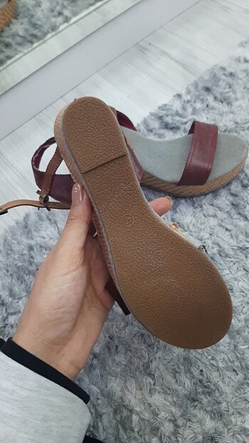 40 Beden bordo Renk Dolgu topuk sandalet